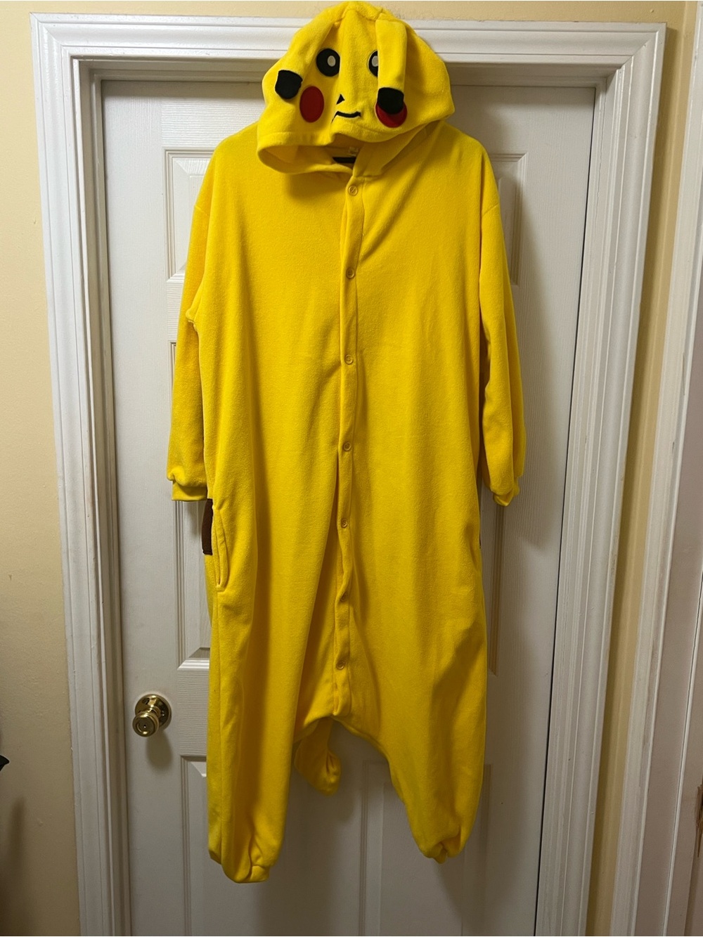 Yellow Pikachu-Style Men's Onesie Hooded Jumpsuit